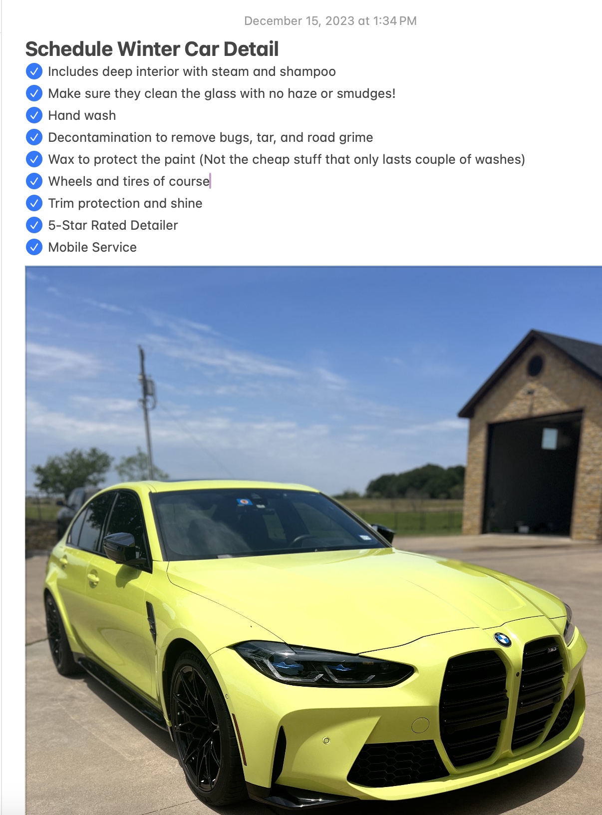 Winter Car Detail Special